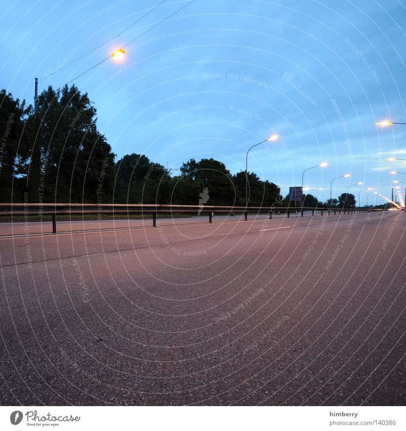 getaway Transport Concrete Evening Morning Twilight Long exposure Speed Motor vehicle Street Light Highway Escape Racing sports Driving Turn off Tracks