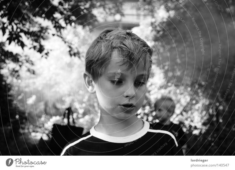 Hanni 2 Child Black White Playing Light Dark Beginning Tree Forest Clearing Headless Hair and hairstyles Looking wise End Face Nose Mouth Peaceful Smooth