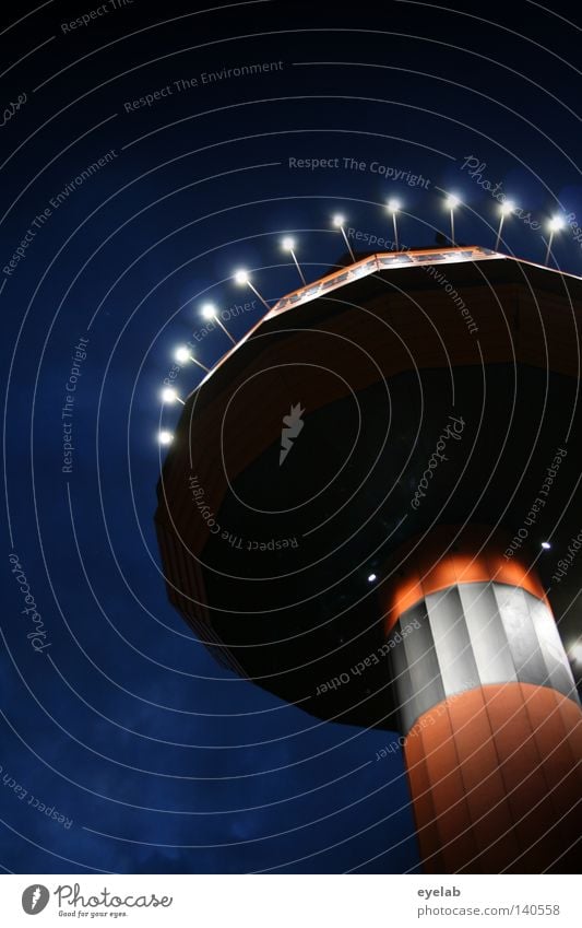 Encounter of the 4th species Landmark Transmitting station Light Air traffic controller Safety Air safety Surveillance Night Clouds Column Corner Radar station