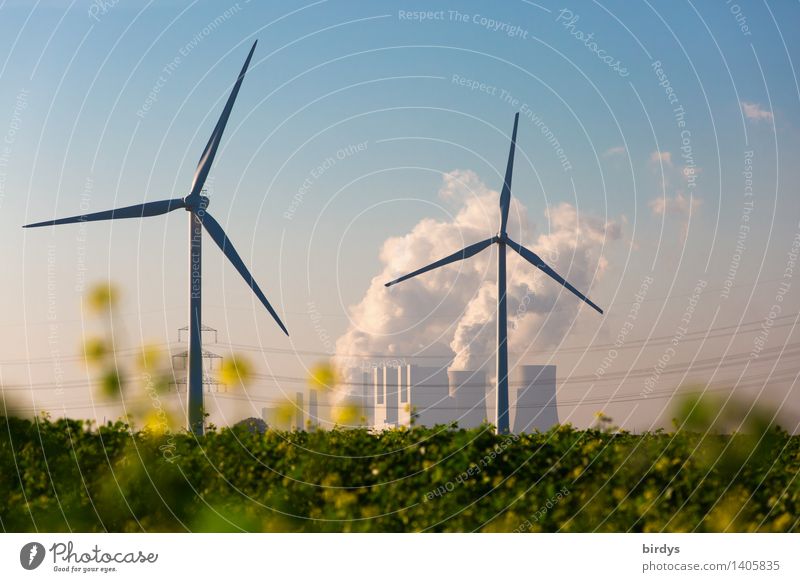 Competition Neurath power station Energy industry Renewable energy Wind energy plant Coal power station Cloudless sky co2 Summer Autumn Climate change