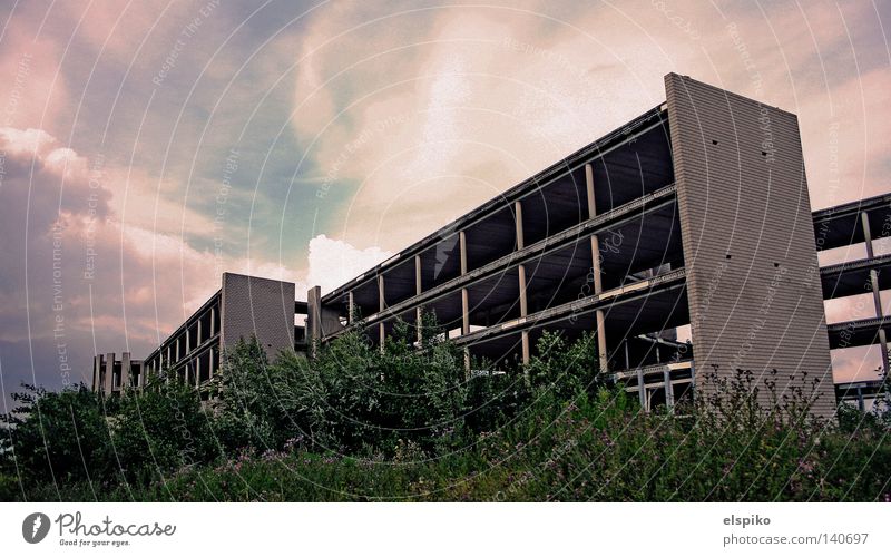 industrial corpses Industry House (Residential Structure) Building Construction site Overgrown Dark Death Story Sky Clouds Wall (barrier) Wall (building)