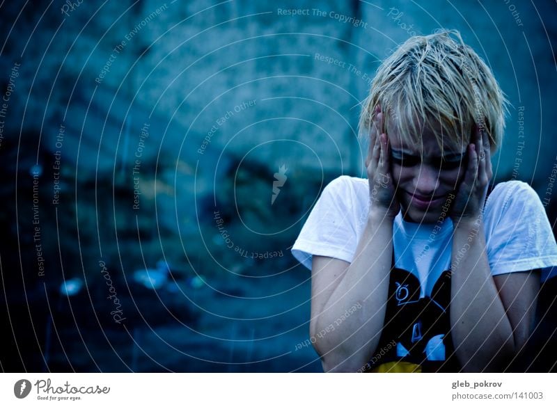 rain it. Portrait photograph Rain Street Storm clouds Girl Dye Light (Natural Phenomenon) Clothing T-shirt Hand Hair and hairstyles Head Nose Face Fear Panic