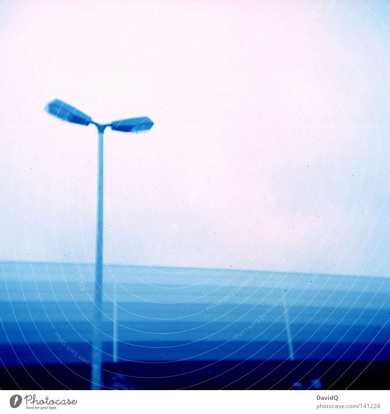 streetlight Lantern Light Lamp Building Commerce Industrial zone Infrastructure Overexposure Industry Lomography Colour Lighting Blue Warehouse Storage