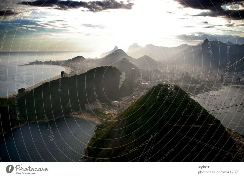 Cidade Maravilhosa Rio de Janeiro Brazil Twilight Sunset South America Beautiful Corcovado-Botafogo Bay Ocean Coast Port City Back-light Sunlight