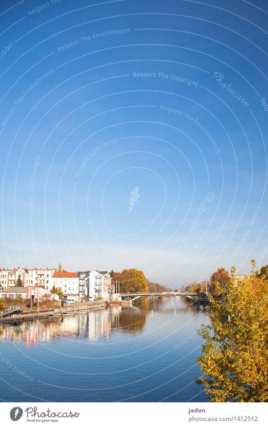 the city in river 2. Tourism City trip Flat (apartment) Nature Landscape Water Sky Sunlight Beautiful weather Tree River bank Town Skyline