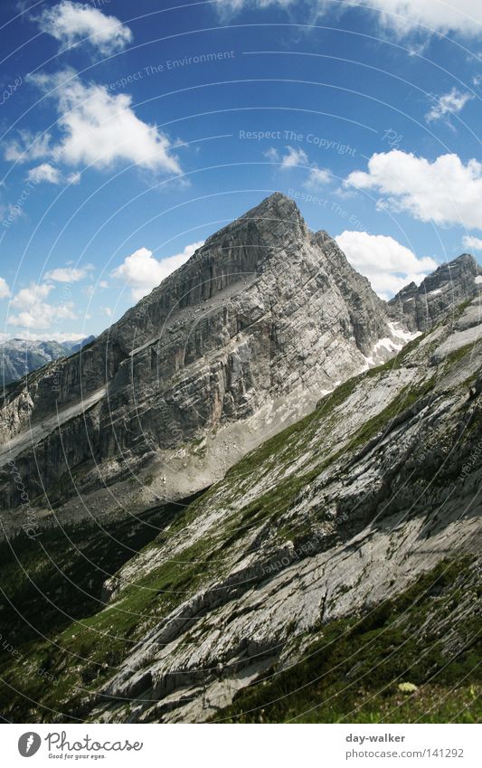 The Watzmann Peak Hiking Alpine Bavaria Meadow Glacier Clouds Vacation & Travel Peak cross Mountain Sky Alps high-corner southern tip medium-tipped watzmannhaus