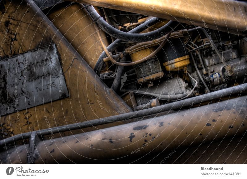 innards Colour photo Exterior shot Deserted Copy Space bottom Evening Shadow Contrast Reflection Long exposure Shallow depth of field Construction site Industry