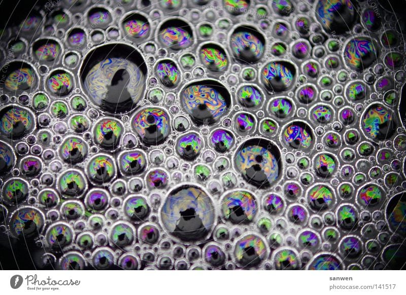 molecular compound Air bubble Blow Bubble Soap bubble Molecule Molecular Atoms Water Foam Dye Colour Multicoloured Reflection Sun Beautiful weather