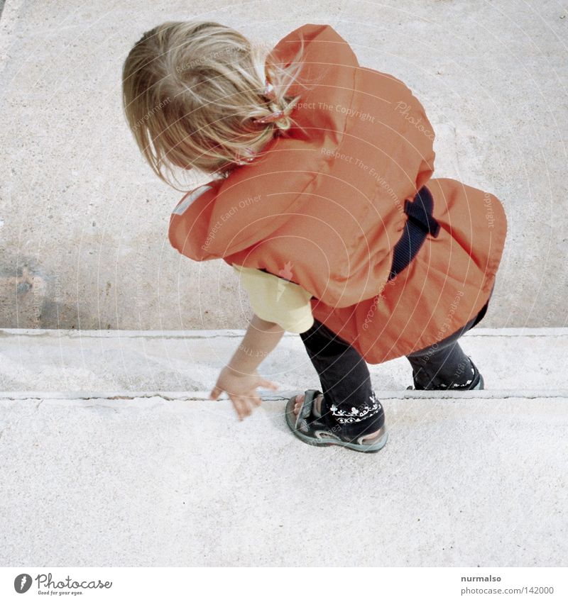 Women and children . . . Vest Water wings Life jacket Child Human being Rear view Full-length Bright background Copy Space bottom Blonde Cute 1 Person