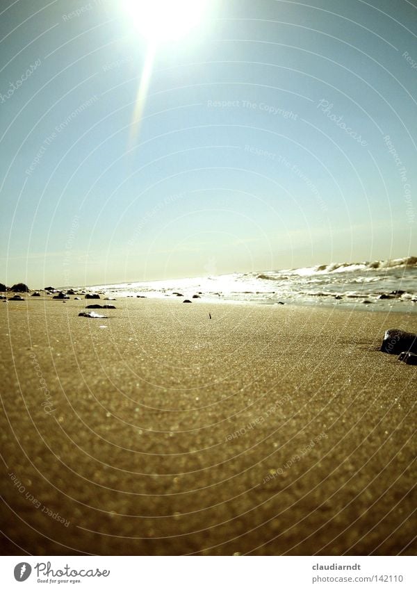 sea noise Summer Sun Beach Ocean Relaxation Water Sand Sandy beach Waves Sky Physics Sunlight Sky blue Vacation & Travel Baltic Sea Nature Light Symmetry