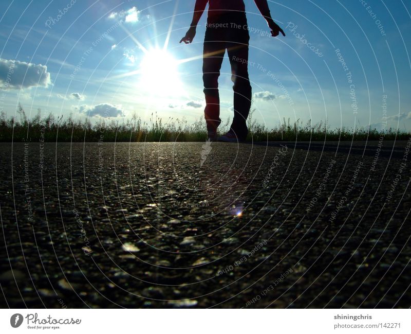 where ends meet. Field Meadow Clouds Sunbeam Silhouette Autumn Sky Lanes & trails human Blue