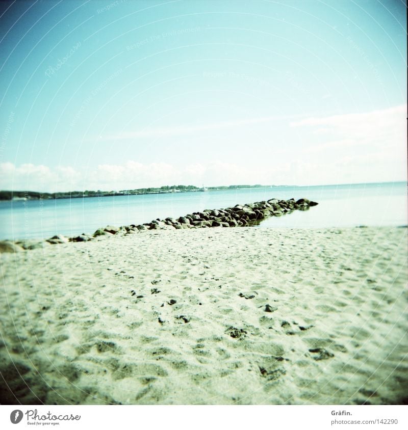 resting point Holga Medium format Roll film Beach Waves Ocean Baltic Sea Summer Sun Sand Grain of sand Leisure and hobbies Tourist Summer vacation