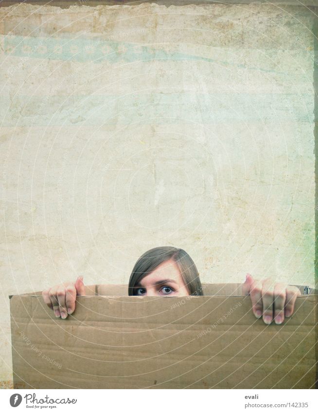 Day 71 Portrait photograph Carton Fingers Hand Woman Loudspeaker Face hands eyes Hair and hairstyles hide