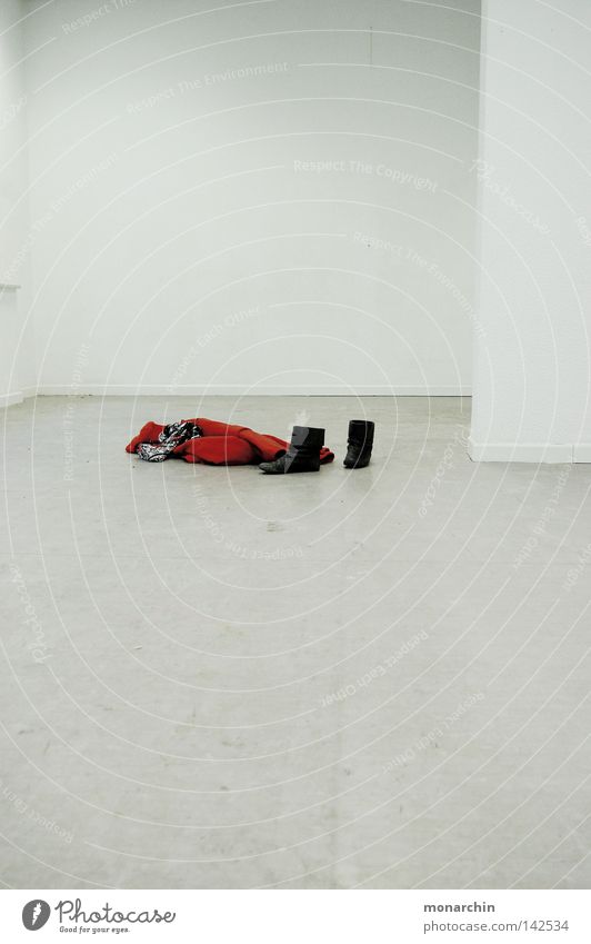 deserted Room White Empty Clothing Footwear Red Deserted Loneliness