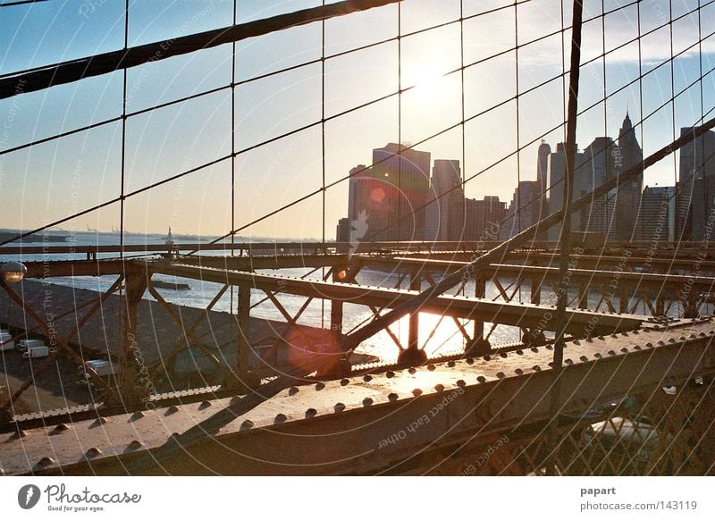 sunset on steel part 2 New York City USA Americas American Brooklyn Brooklyn Bridge Steel Steel carrier Robust Metal Metalware Street Vantage point