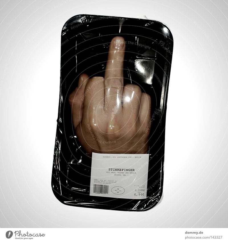 ah, fuck you! Fingers Hand Joint Nail Baseball cap Thumb Forefinger Ring finger Small Middle finger Right Packaged Sterile Packing film Black Fresh Food