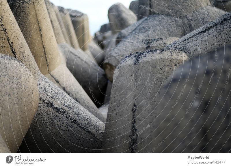 beach fixation Stone Beach Fastening Ocean Sylt Concrete Geometry North Sea