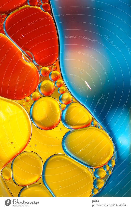 liquid colour #1 Design Water Exceptional Fluid Fresh Glittering Wet Blue Yellow Red Creativity Cooking oil Colour Bubble Circle Colour photo Multicoloured