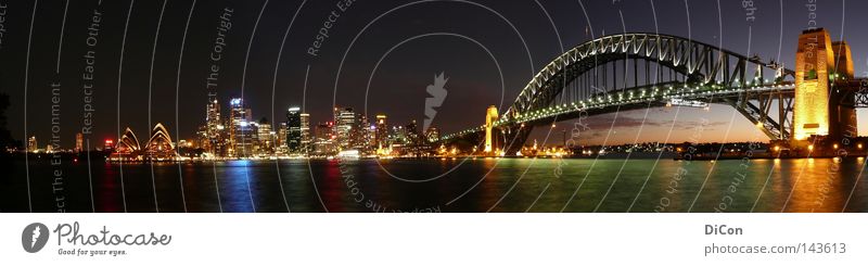 Sydney Australia New South Wales Night life Harbour Sydney Opera House Dark Sunset Sky Town Light Harbour Bridge Tourism Art Water Reflection Glittering Lamp