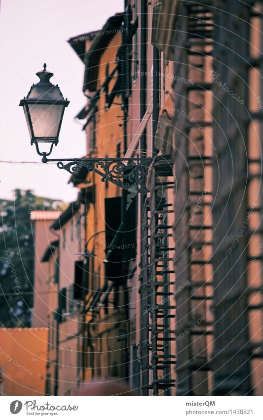 Rays of hope I Art Work of art Esthetic Facade Lamp Lantern Mediterranean Street lighting Lampion Lamp post Italy Lucca Small Town Lure of the big city Southern