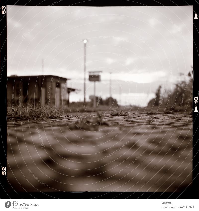 East Cross 13 Lomography Medium format Depth of field House (Residential Structure) Hut Lantern Black & white photo Train station Platform Berlin Friedrichshain