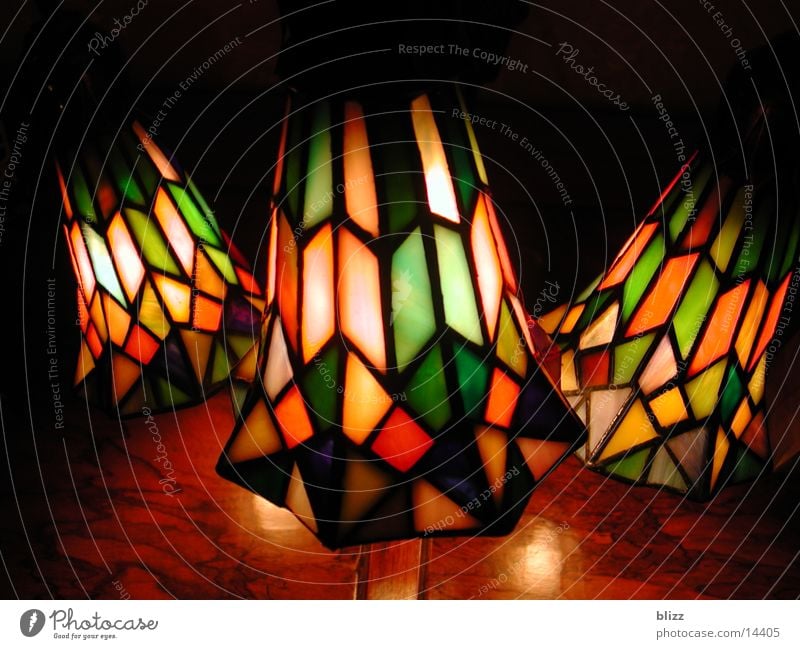 Tiffany lamp Lamp Light Dim Cozy Night Loneliness Safety (feeling of) Living or residing Lighting Glass Macro (Extreme close-up) colored colourful dimly lit