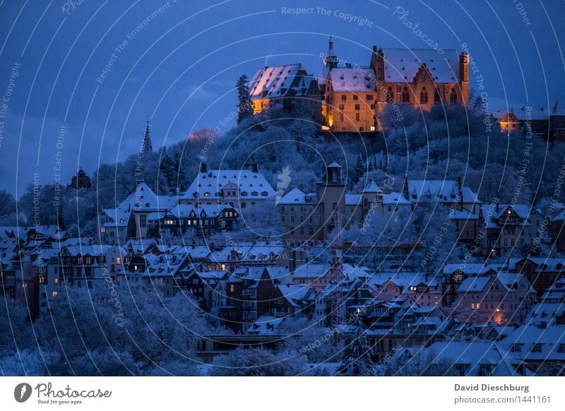 Powdered sugar City Vacation & Travel Tourism Trip City trip Winter Snow Winter vacation Town Downtown Old town House (Residential Structure) Castle Window Roof