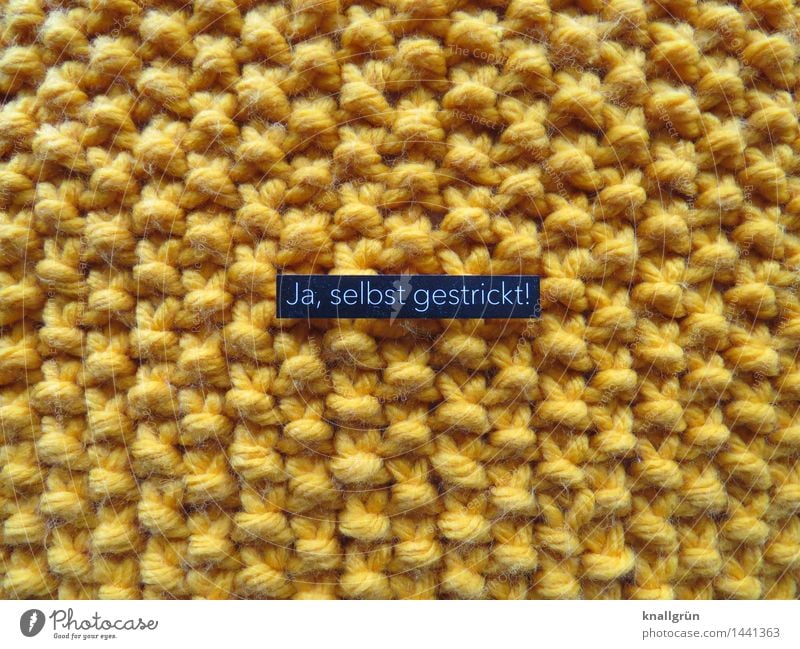 Yes, knitted by myself! Wool Characters Signs and labeling Communicate Sharp-edged Yellow Black Creativity Handcrafts Knit nub pattern Self-made hobby