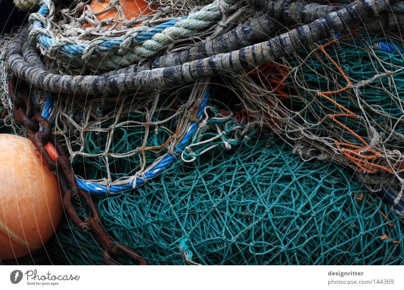 Network Ocean Lake Baltic Sea Maritime Heap Stack Fishing net Canned fish Fishing boat Fishing (Angle) Fishery Fisherman Buoy Chain Harbour Fishing port Odor