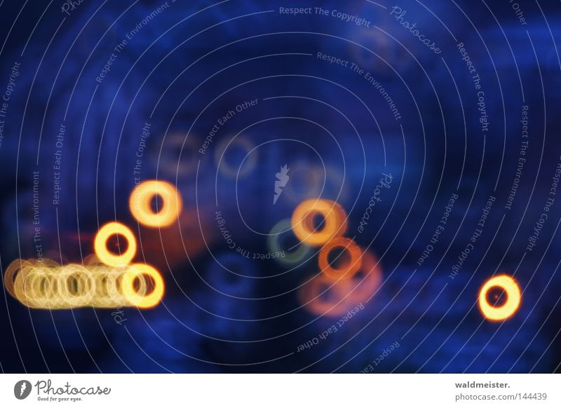 Small City Lights Abstract Evening Night Blur House (Residential Structure) Dream Blue Yellow Orange blurring rings Dusk Catadioptric system (effect)