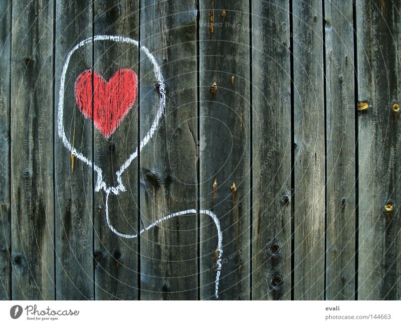 Loved Balloon Wood Heart Draw Red White Wood flour Chalk Colour photo