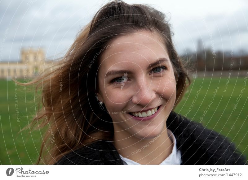 chris_by_photoart Young woman Youth (Young adults) Woman Adults 1 Human being 13 - 18 years Earring Brunette Long-haired Smiling Brash Happiness Happy Beautiful