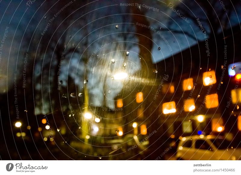 Waiting in the car Car Evening Closing time Light Lantern Street lighting Illuminate Window Car Window House (Residential Structure) Apartment house