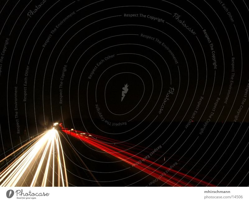 A9 the second Highway Freeway Rear light Red White Black Long exposure Light Reflection motorway bridge Floodlight