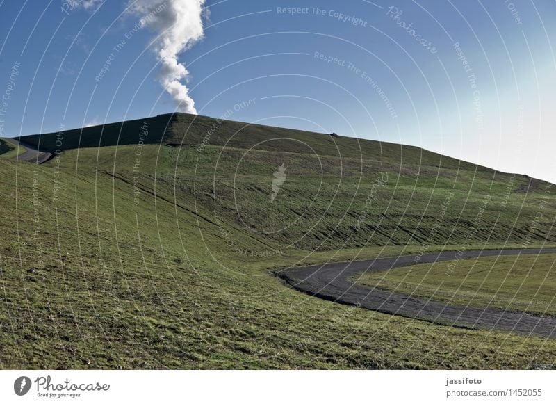 Smoke rises Mountain Landscape Hill Peak Lanes & trails Tall Blue Green Refuse tip Mining tailings pile Slagheap Herten Hoheward Manmade landscape