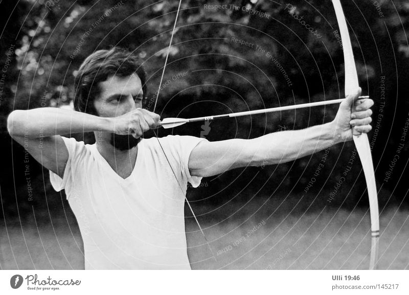 Hold tension! Black & white photo Exterior shot Day Upper body Front view Half-profile Forward Playing Sports Track and Field Sportsperson Sporting event Man