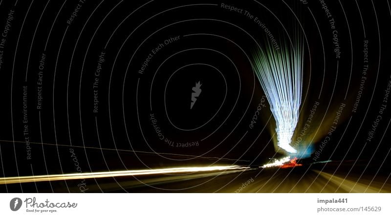 on the road with the flux compensator II Lightning Highway Stripe Movement Driving Glittering Speed Many Flexible Radiation In transit Asphalt Tunnel vision