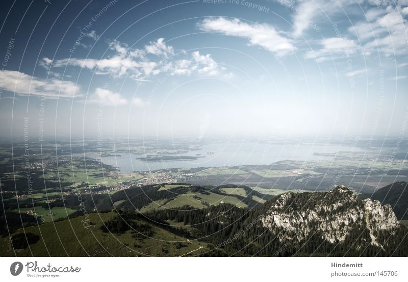 The "Schiemsee" Bavaria Christian Social Union Lake Water Sky Clouds Mountain Lake Chiemsee Upper Bavaria Rock Limestone Bleak Tall Blue White White-blue Peak