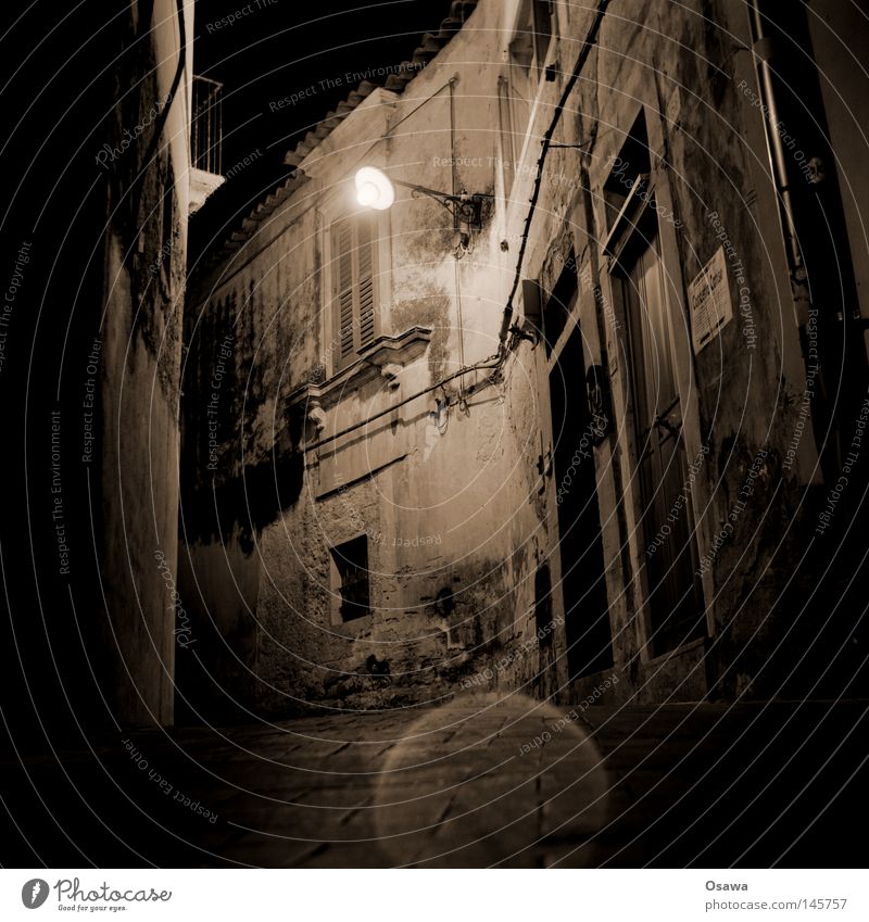 Ragusa 01 Dubrovnik Sicily Italy Town Baroque Ancient Night Night shot Street Lanes & trails Lantern Street lighting Facade Old Derelict Landmark Monument