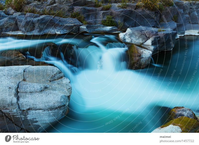 Waterfall Basalt rock Nature Landscape Spring Rock River Stone Large Speed Relaxation Idyll Calm stagger Sicily Italy alcantara Body of water Current Wild