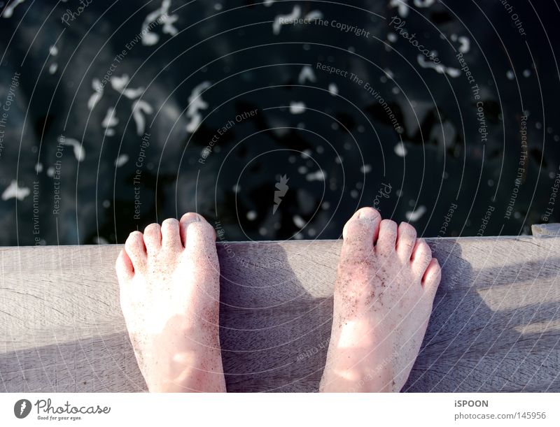 cowardly feet Feet 10 Toenail Sand Dirty Fine Grainy Vacation & Travel Beach Springboard Shadow Ocean Copenhagen Denmark Amager beach Green Wood Water