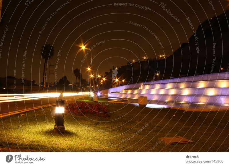 Fountain Chorrillos Pasture Garden Street Night sky Coast Hill Well Americas South American Light (Natural Phenomenon) Peru Lima Long exposure Park drarock