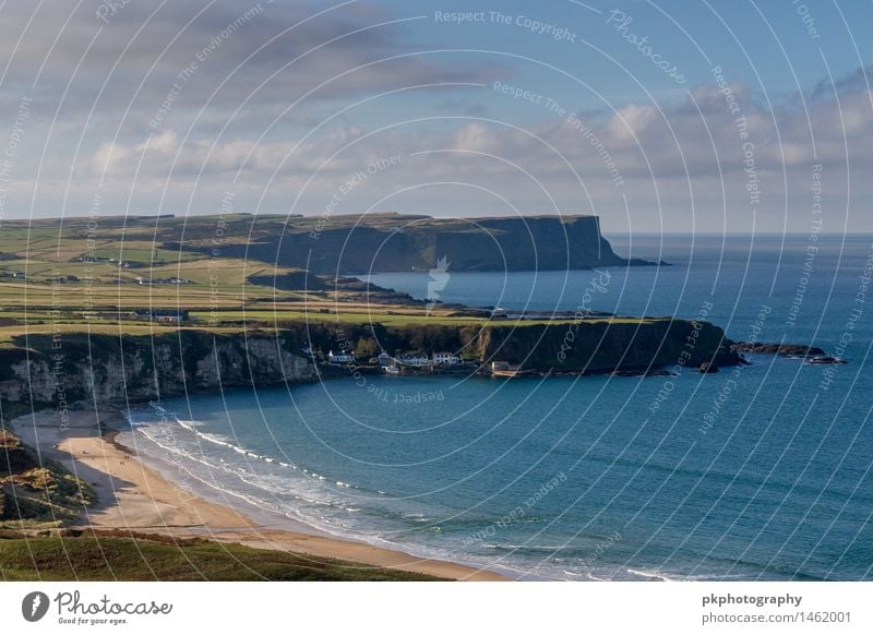 Whitepark Bay, Northern Ireland Landscape Sand Water Sky Clouds Autumn Tree Meadow Waves Coast Ocean Village Populated Manmade structures Harbour Blue Green