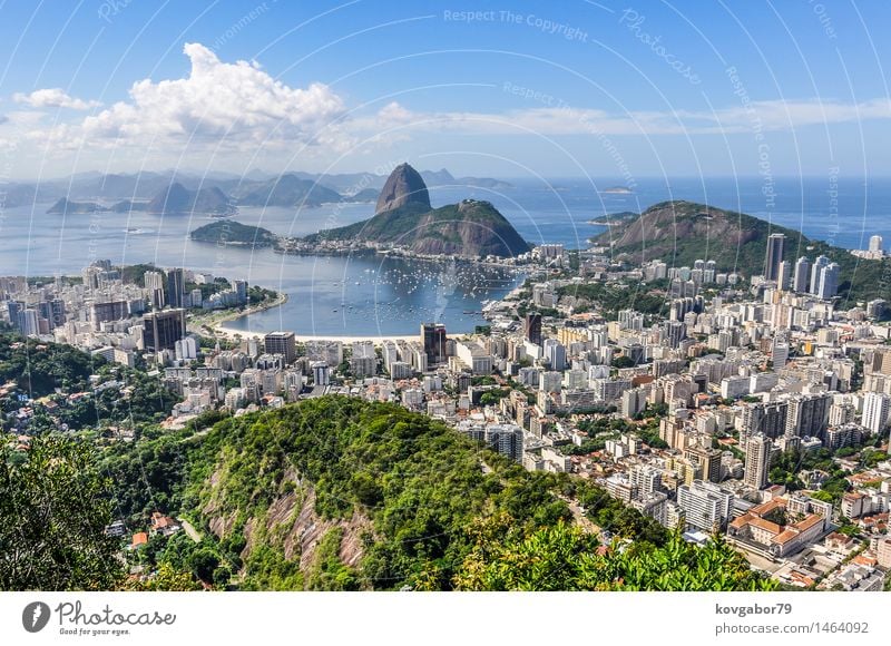 Panoramic view of Rio de Janeiro from above, Brazil Beautiful Vacation & Travel Beach Ocean Landscape Town Skyline Aircraft Vantage point america christ