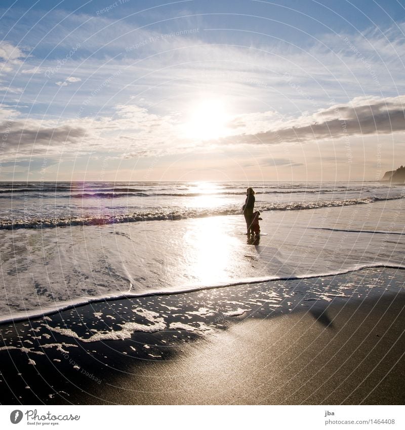 Standing in the water - Alaska 08 Well-being Contentment Vacation & Travel Trip Freedom Beach Ocean Waves Parenting Feminine 2 Human being 1 - 3 years Toddler