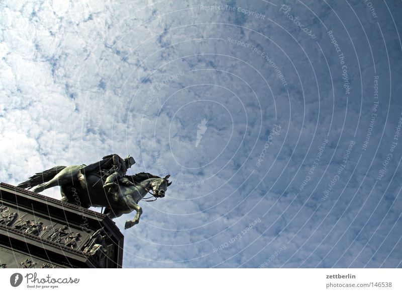 fritz Monument Statue Equestrian statue Friedrich Wilhelm IV. Sculptor Unter den Linden Tourism Worm's-eye view Sky blue Clouds Landmark Berlin