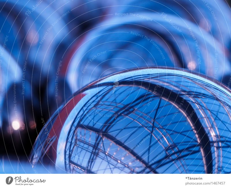 mirrored Decoration Sphere Metal Glittering Cold Blue Colour photo Subdued colour Exterior shot Detail Abstract Day Reflection Shallow depth of field