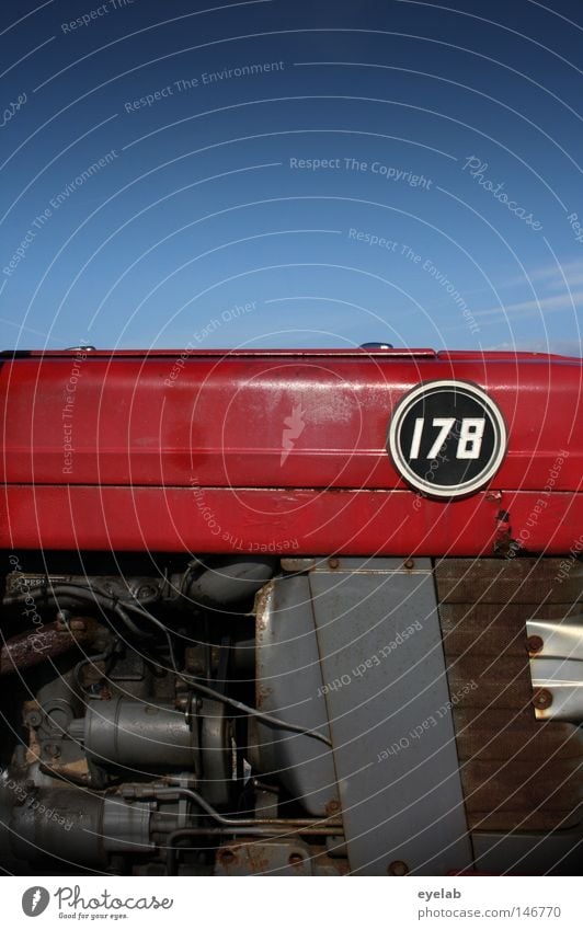 POWER 178 Tractor Agriculture Machinery Power Engines Gasoline Diesel Red Tin Steel Barbecue (apparatus) Radiator  grille Digits and numbers Typography Round