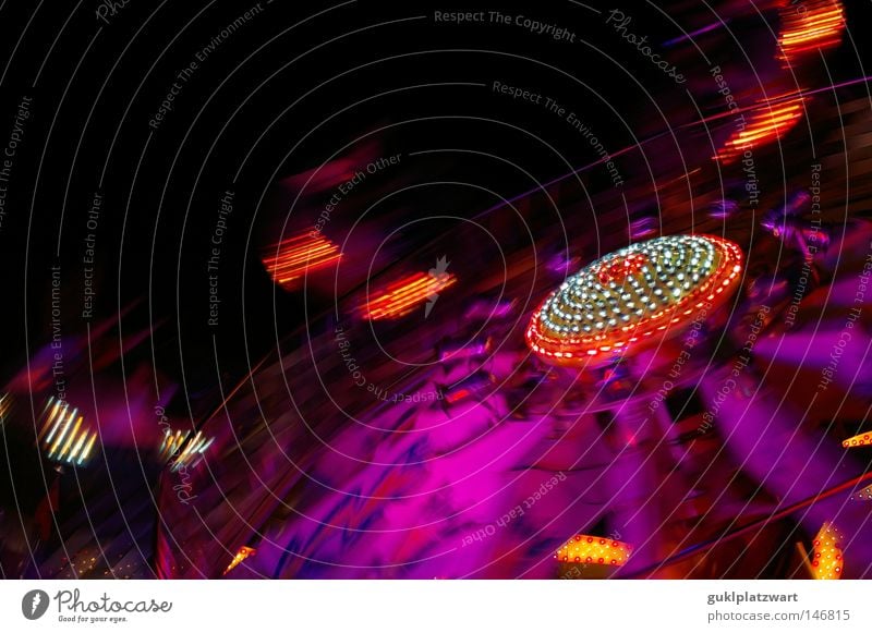 shakin' through the night Fairs & Carnivals Carousel Theme-park rides Showman Speed Light Black Metal Movement Night Electric bulb Colour Technology Motion blur
