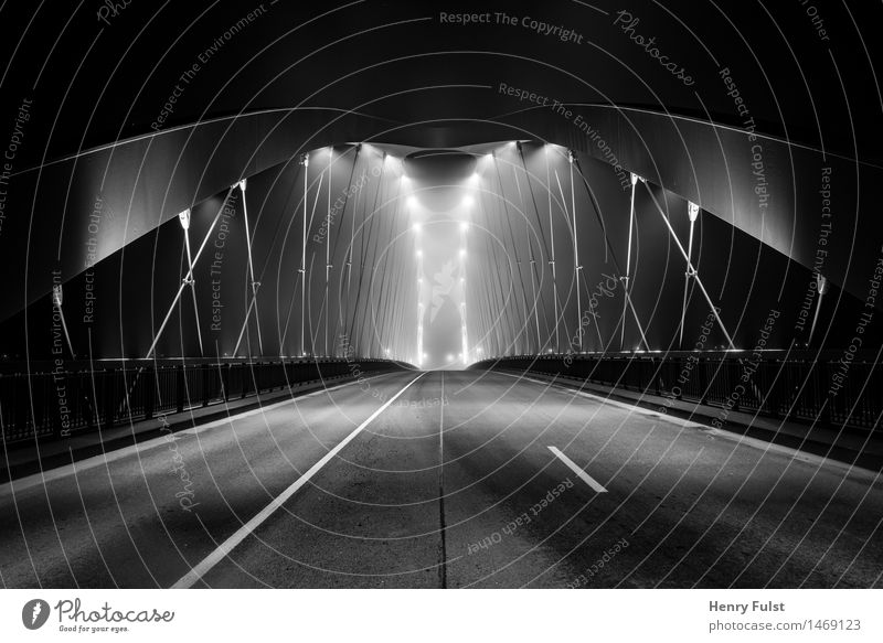 border bridge Architecture Town Outskirts Deserted Bridge Art Long exposure Night Empty Lighting Black & white photo Dark Monochrome nikonic Street life